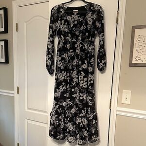Isabel Maternity Black and White Floral Long Sleeve Dress